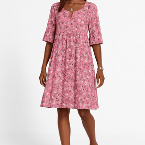 Blumenkleid | Kurzarm | Knielang | A-Linien-Kleid | Sommerkleid-Fashion Peak