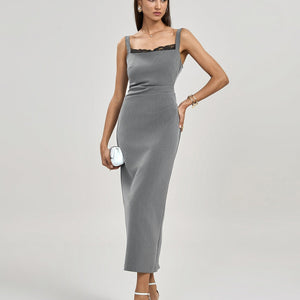 Etuikleid - Ärmelloses graues Midi Bodycon Kleid-Fashion Peak