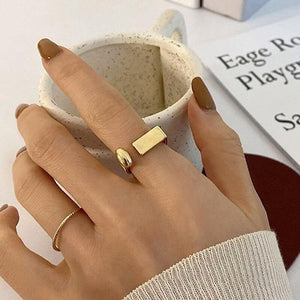 Goldring Damen | Vergoldet | Geometrisch Verstellbar-Fashion Peak