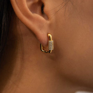 Karabiner-Ohrringe - Oval - Golden - Rechteckige Ohrringe - Damenschmuck-Fashion Peak