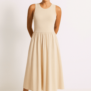 Midi-Kleid | Einfarbig | Ärmellos | Lässiges Kleid | A-Linien-Kleid-Fashion Peak