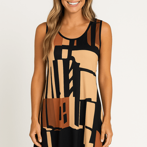 Minikleid – Bedrucktes, ärmelloses, locker sitzendes Kleid für Frauen-Fashion Peak