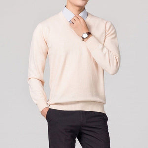 Pullover mit V-Ausschnitt – Klassischer, schlichter Strickpullover für Männer-Fashion Peak