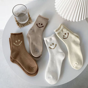Socken Damen - Smiley Lachgesicht Baumwolle Set-Fashion Peak