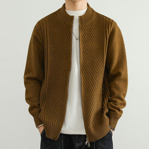 Strickjacke – Durchgehender Reißverschluss – Lockere Passform – Sweater mit Reißverschluss – Herren-Strickmode-Fashion Peak