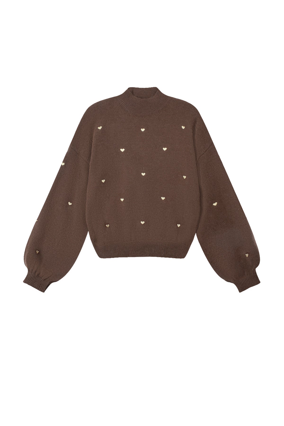 Herz-Pullover – Locker geschnitten – Hoher Kragen – Strickpullover – Damen-Strickmode