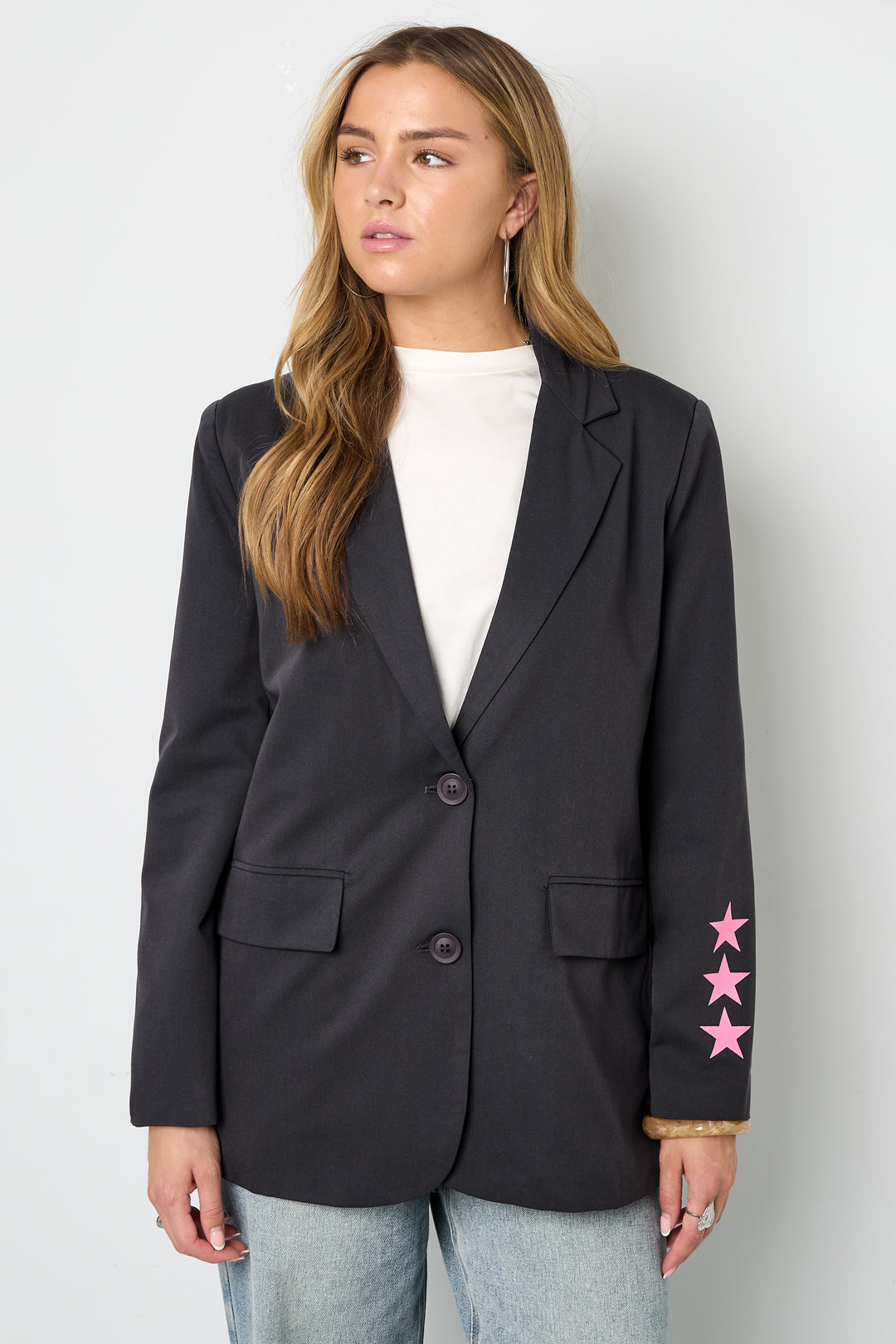 Oversized Blazer - Starry - Bedruckt - Loose Fit Blazer - Damen Blazer