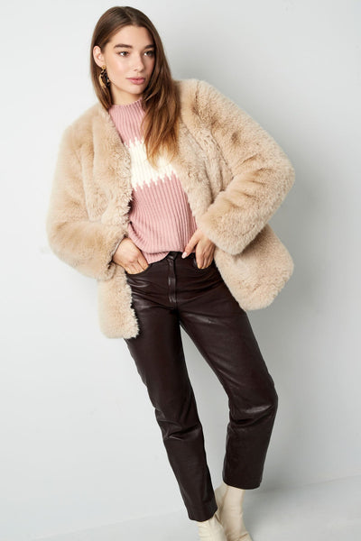 Kunstpelzmantel - Flauschige Kunstpelzjacke für Frauen für den Winter