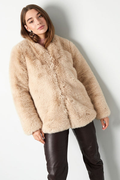 Kunstpelzmantel - Flauschige Kunstpelzjacke für Frauen für den Winter