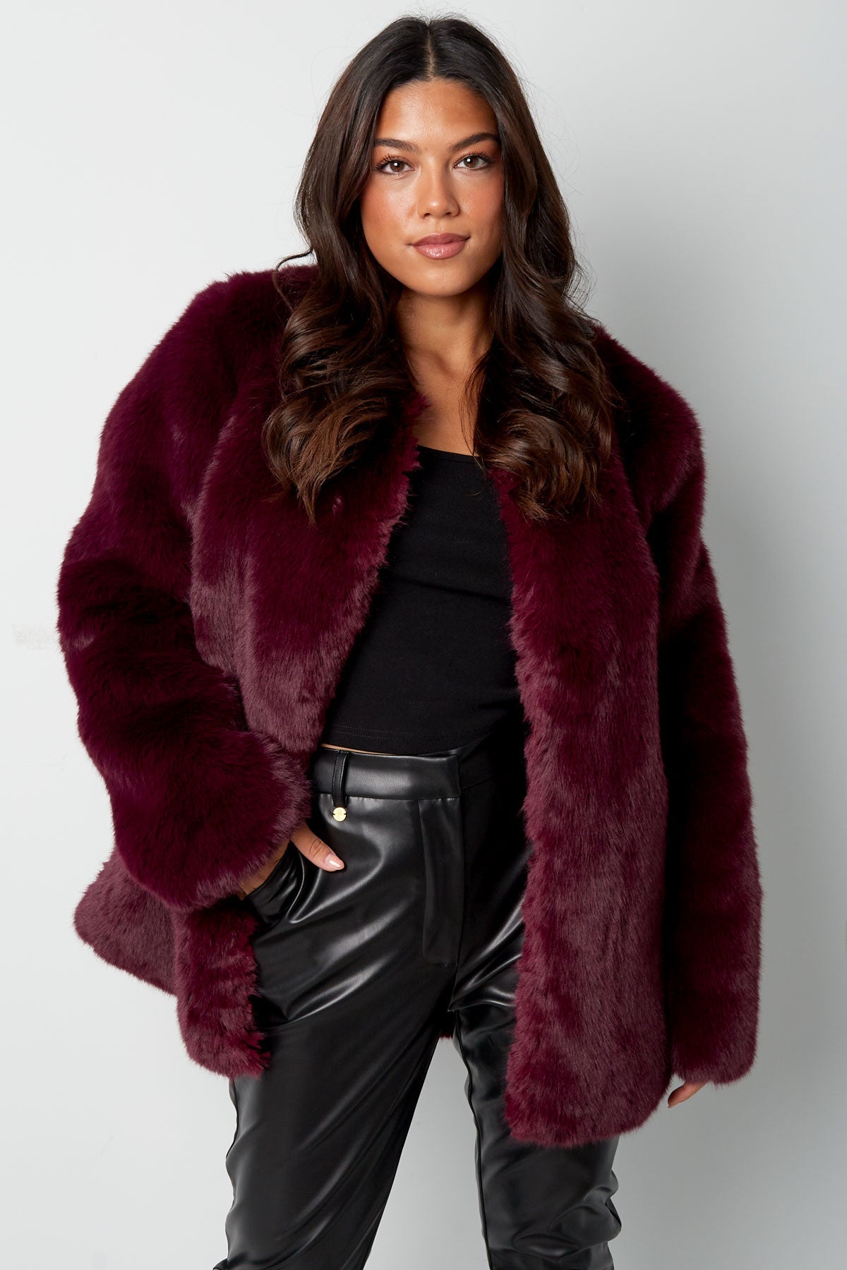 Kunstpelzmantel - Flauschige Kunstpelzjacke für Frauen für den Winter