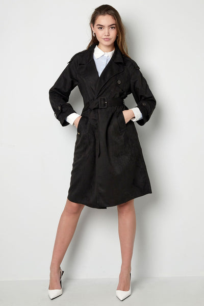 Wildleder-Trenchcoat | Mittellang | Herbst | Zweireihiger Trenchcoat | Damen-Trenchcoat