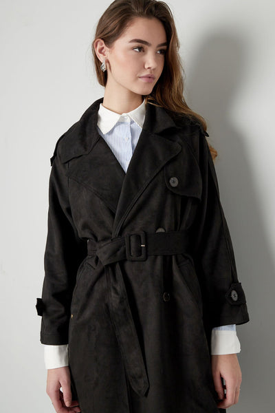 Wildleder-Trenchcoat | Mittellang | Herbst | Zweireihiger Trenchcoat | Damen-Trenchcoat