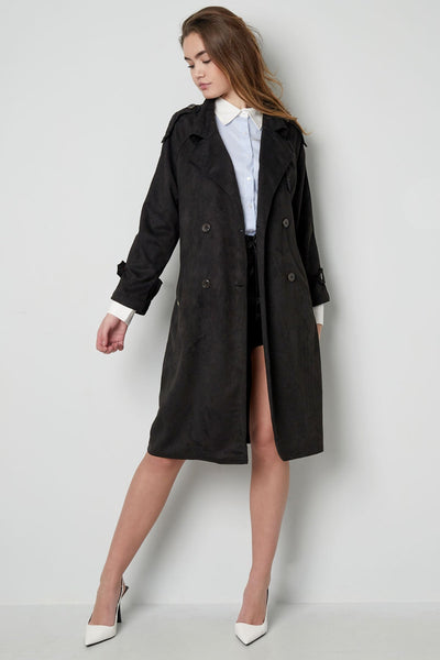 Wildleder-Trenchcoat | Mittellang | Herbst | Zweireihiger Trenchcoat | Damen-Trenchcoat