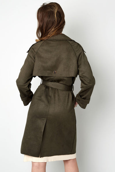 Wildleder-Trenchcoat | Mittellang | Herbst | Zweireihiger Trenchcoat | Damen-Trenchcoat
