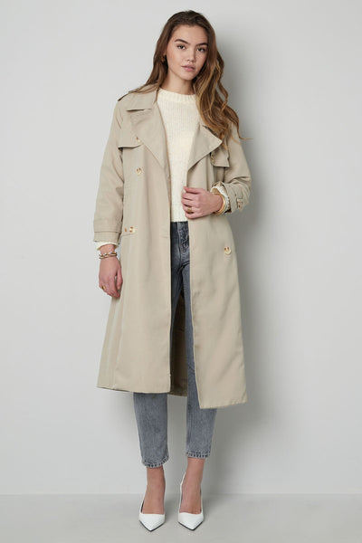 Trenchcoat - Klassischer doppelreihiger Trenchcoat mit Gürtel für Damen