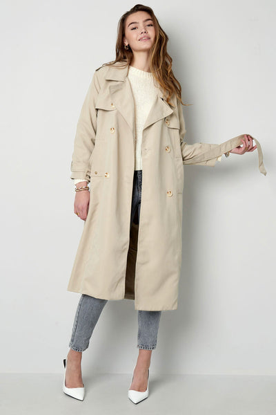 Trenchcoat - Klassischer doppelreihiger Trenchcoat mit Gürtel für Damen