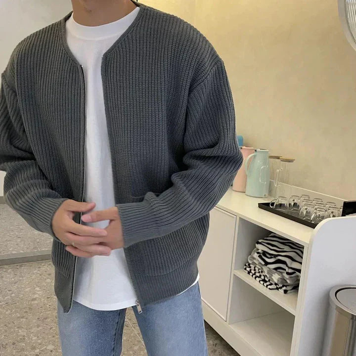 Reißverschluss-Strickjacke – Warm – Grob gestrickt – Strickjacke – Herren-Strickmode