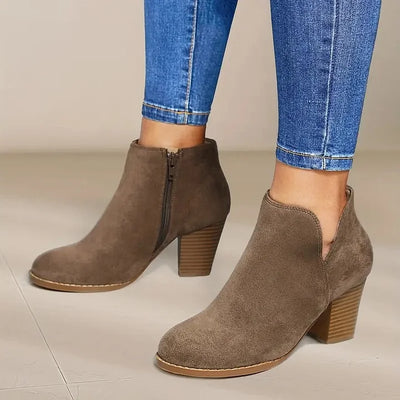 Stiefel mit Absatz | Wildleder | Blockabsatz | Stiefeletten | Damenstiefel