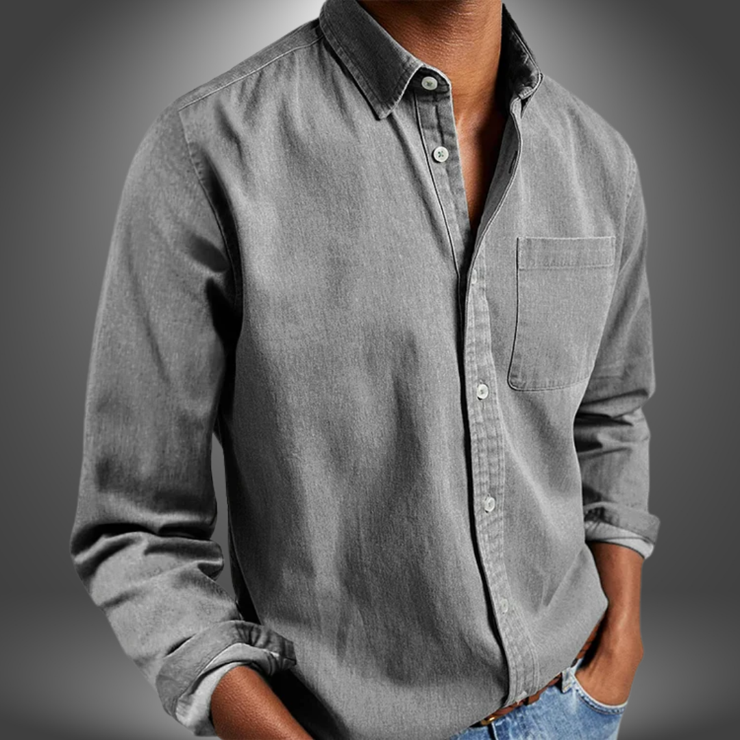 Denim Hemd | Langarm | Normale Passform | Button-Up Hemd | Herrenhemden