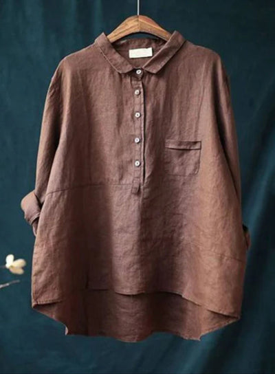 Oversize-Shirt – Langarm – Halbe Knopfleiste – Oversize-Bluse – Damenhemd