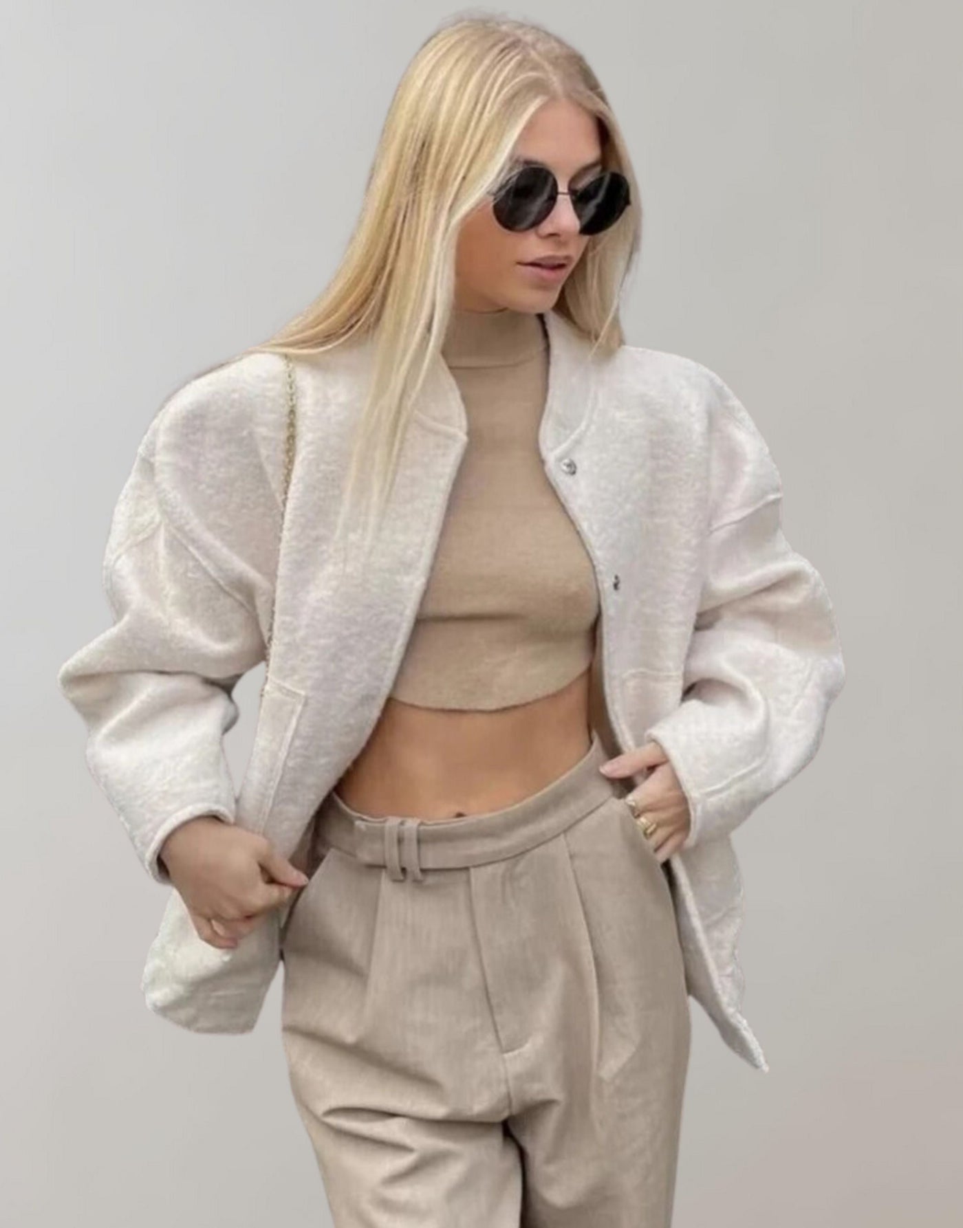 Oversized-Bomberjacke | Lässig | Mit Knöpfen | Oversized-Jacke | Damenjacke