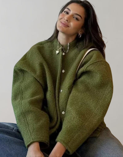 Oversized-Bomberjacke | Lässig | Mit Knöpfen | Oversized-Jacke | Damenjacke