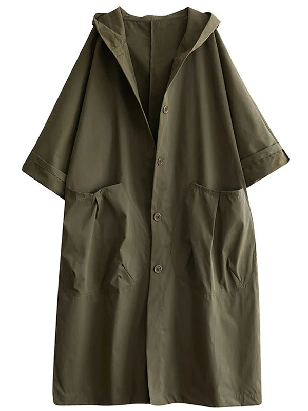 Wasserdichter Mantel – Langer Oversize-Regenmantel mit Kapuze für Damen