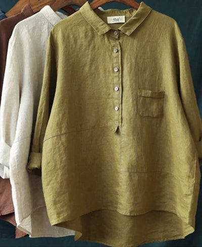 Oversize-Shirt – Langarm – Halbe Knopfleiste – Oversize-Bluse – Damenhemd