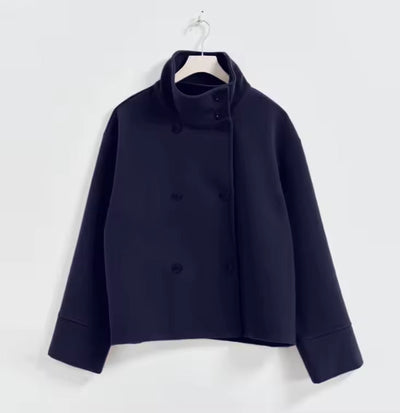 Wolljacke - Kurzer, übergroßer Trenchcoat für Frauen im Herbst