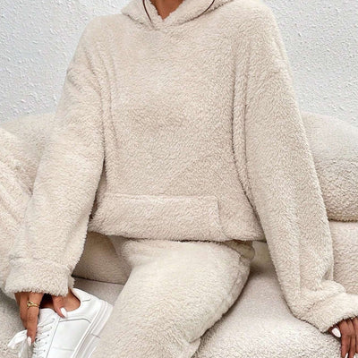 Fleece-Loungewear | Bequem | Teddy-Fleece | Hoodie- und Jogginghosen-Set | Loungewear für Damen