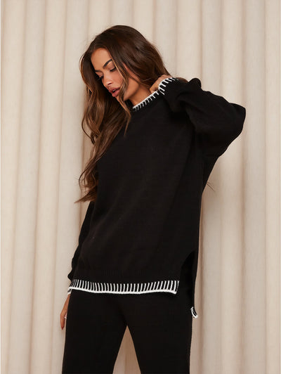 Strickpullover | Übergrößen-Pullover | Zweiteiliges Set | Damen Loungewear | Lounge Sets
