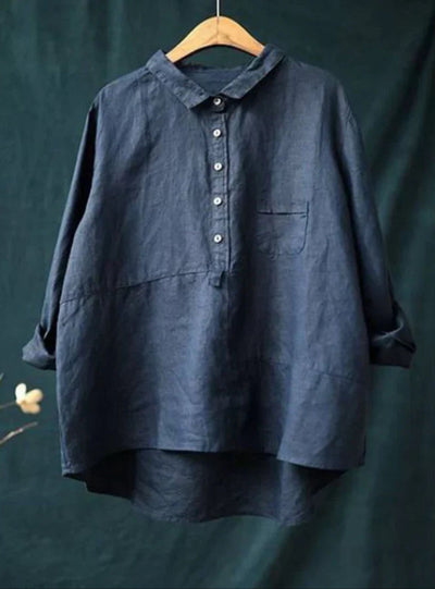 Oversize-Shirt – Langarm – Halbe Knopfleiste – Oversize-Bluse – Damenhemd