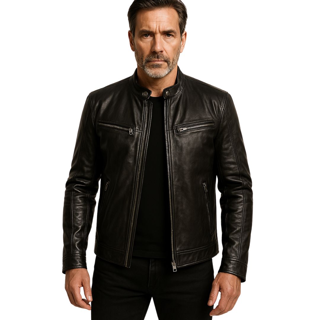 Lederjacke | Kunstleder | Kunstleder | Bikerjacke | Herren Lederjacke