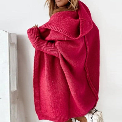 Lange Strickjacke - Damen Strickjacke mit Kapuze und Übergröße