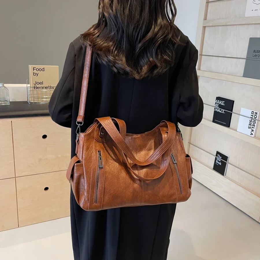 Leder Tote Bag | Langer Riemen | Kunstleder | Vegane Ledertasche | Umhängetasche
