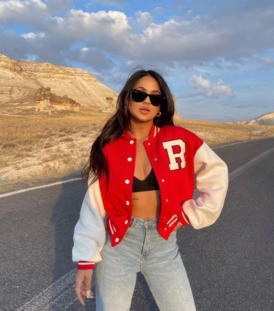 Bomberjacke | Oversized | Mit Knöpfen | Baseballjacke | Damenjacke