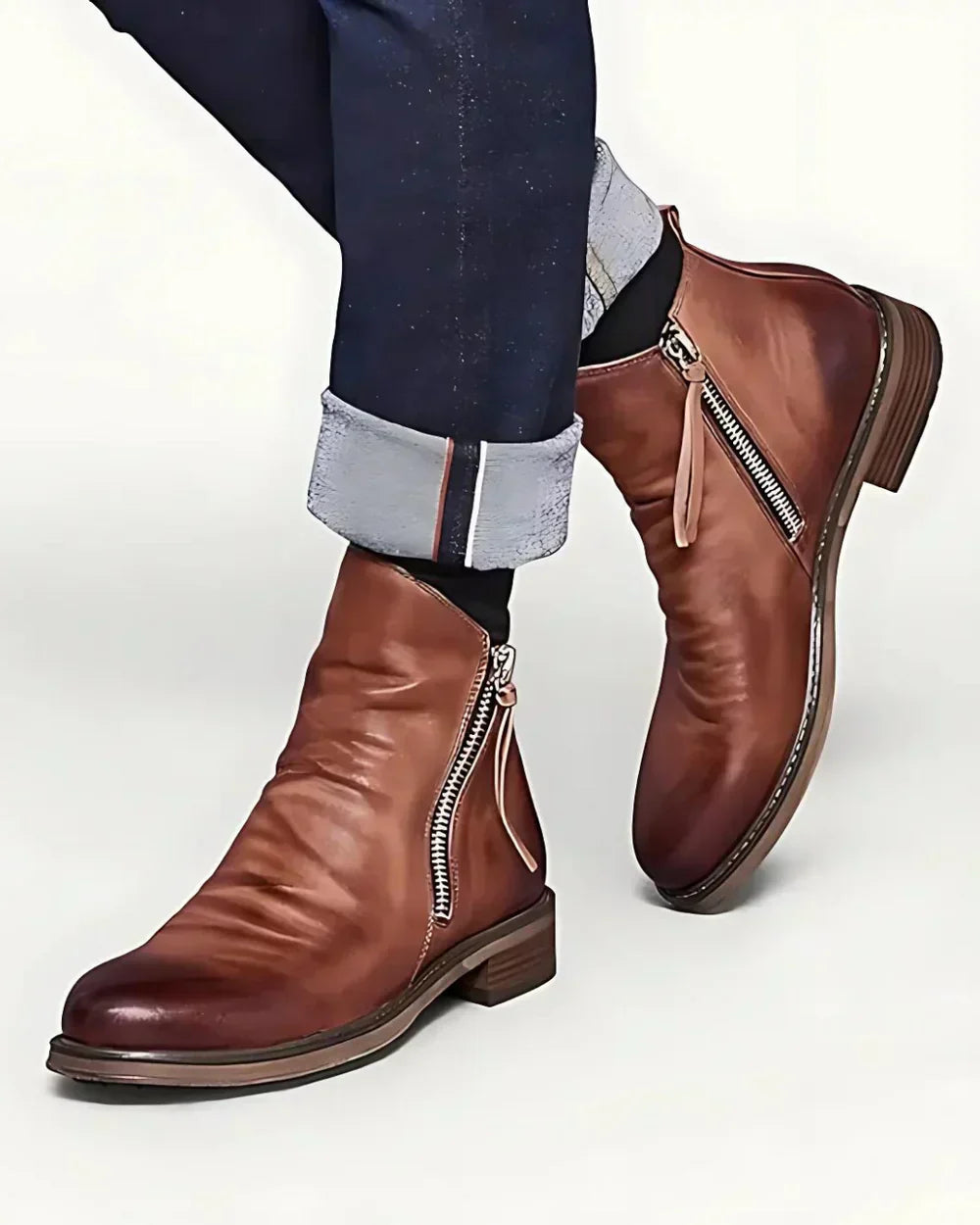 Lederstiefel – Stylisch – Reißverschluss – Stiefeletten – Herrenstiefel