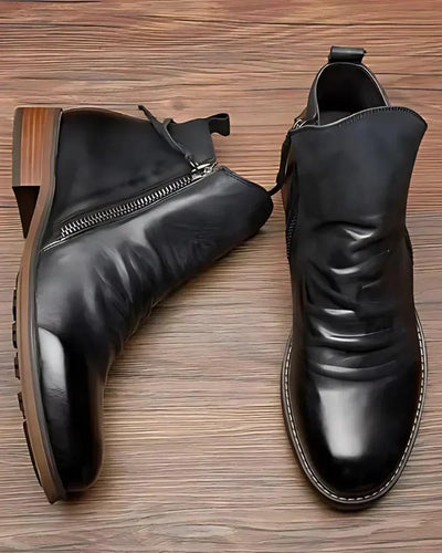 Lederstiefel – Stylisch – Reißverschluss – Stiefeletten – Herrenstiefel