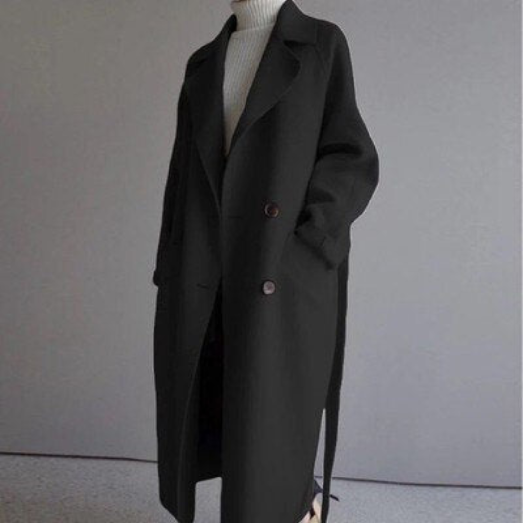 Winter-Trenchcoat – Langer Oversize-Wollmantel für Damen