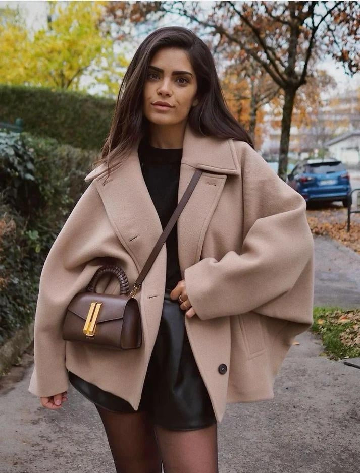 Wolljacke – Oversized – Herbst – Kurzer Trenchcoat – Winterjacke für Frauen