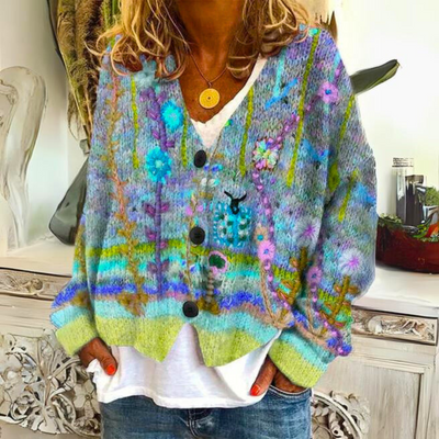 Strickjacke – farbenfroh – mit Knöpfen – Oversize-Strickjacke – Damenstrickmode