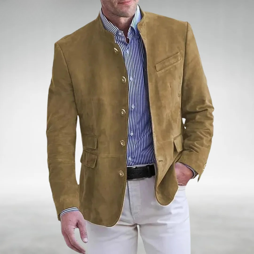 Wildlederblazer – Stylischer einreihiger Blazer für Männer