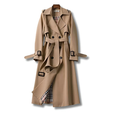 Lange Trenchcoat | Riem | Dubbelrijig | Herfstjas | Dames trenchcoat