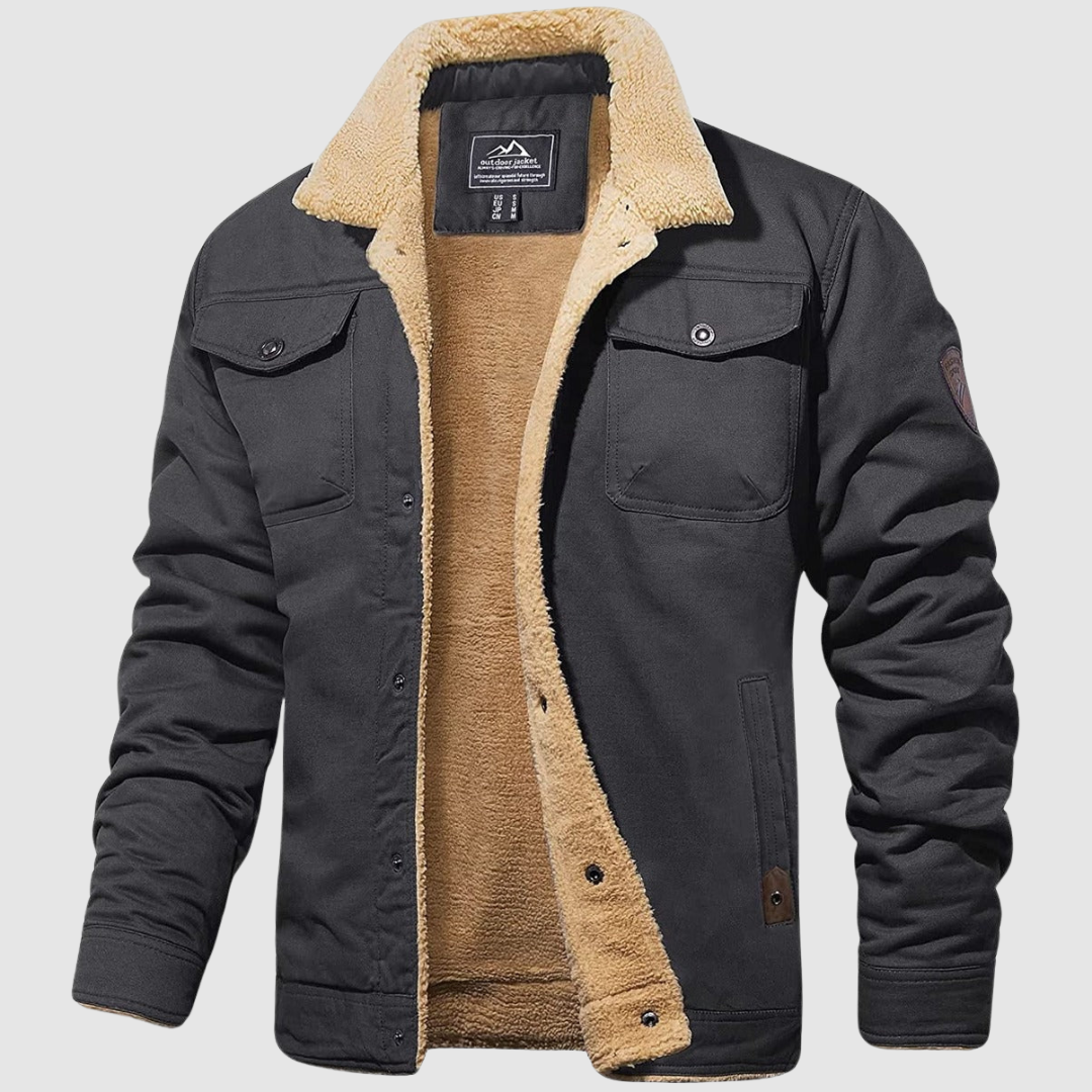 Fleecegefütterte Jacke | Knopfleiste | Brusttaschen | Winterjacke | Herrenjacke