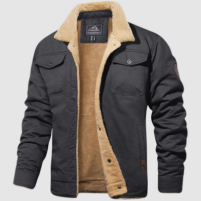 Fleecegefütterte Jacke | Knopfleiste | Brusttaschen | Winterjacke | Herrenjacke