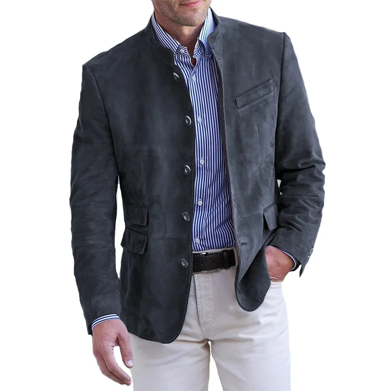Wildlederjacke – Einreihig – Reguläre Passform – Wildlederblazer – Herrenblazer