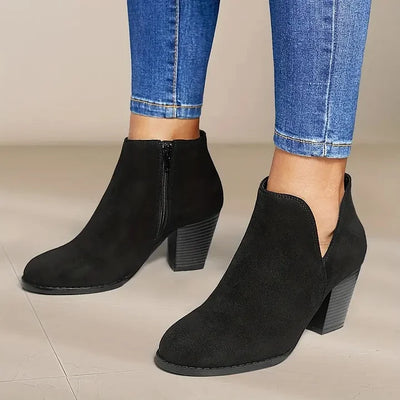 Stiefel mit Absatz | Wildleder | Blockabsatz | Stiefeletten | Damenstiefel