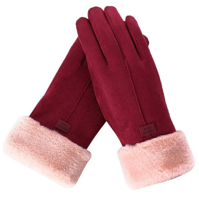Winterhandschuhe – Warm – Mit Fell gefüttert – Touchscreen-Handschuhe – Damenhandschuhe