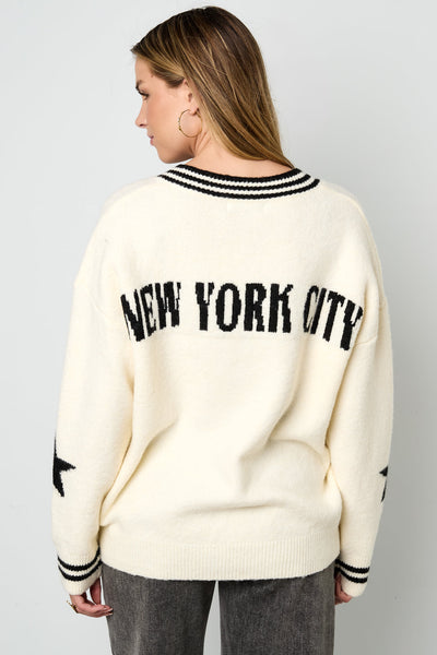 Übergroßer Pullover | NYC | V-Ausschnitt | Strickpullover | Damenstrickwaren
