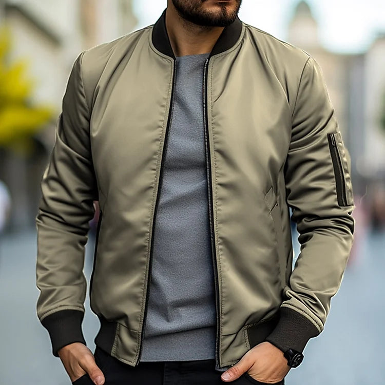 Bomberjacke – Slim Fit – Reißverschluss – Leichte Jacke – Herrenjacke